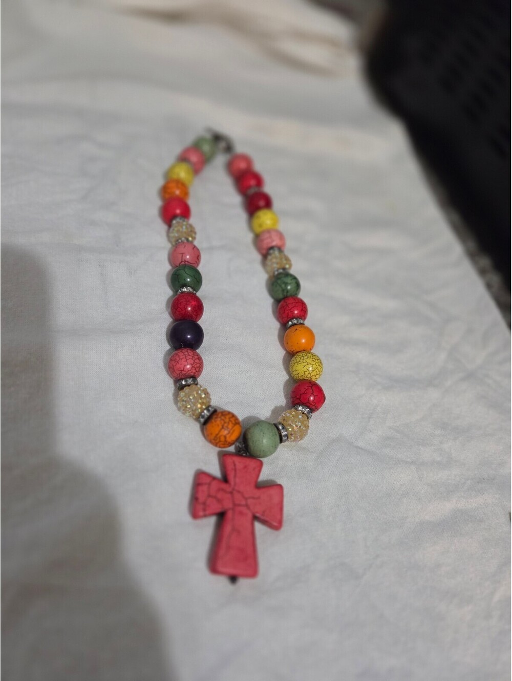 Bohemian-style multi-colored beaded necklace J4